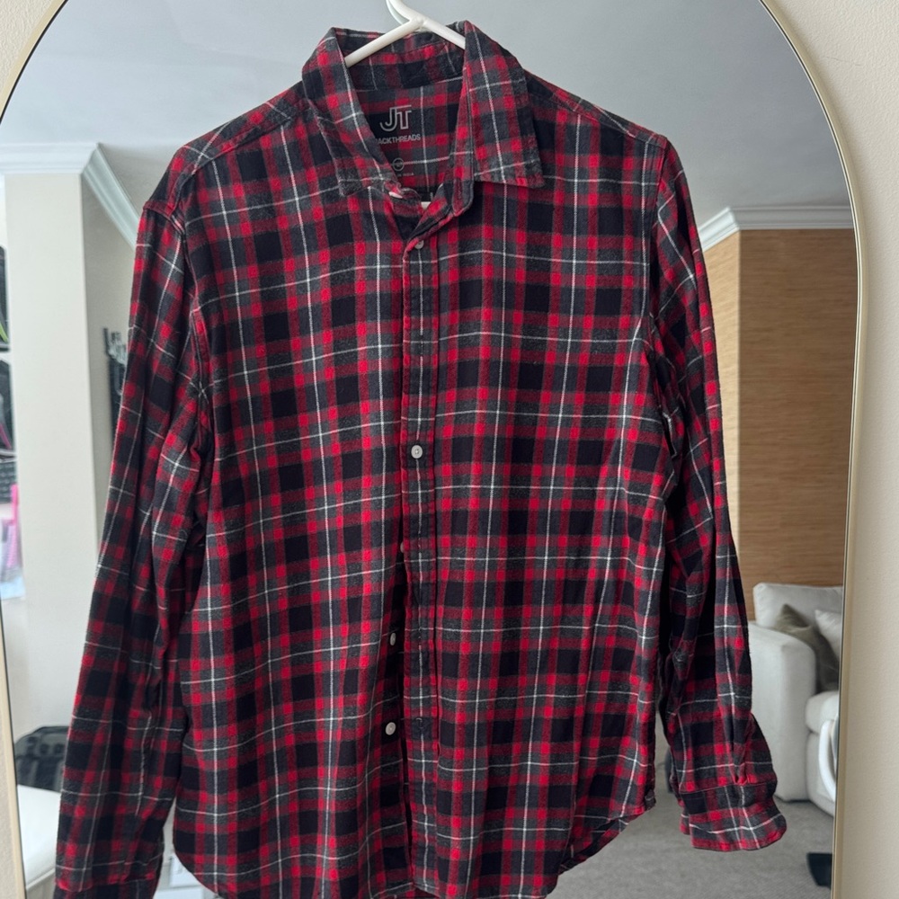 Men's Classic Checkered Flannel Shirt - Red, Black and Grey